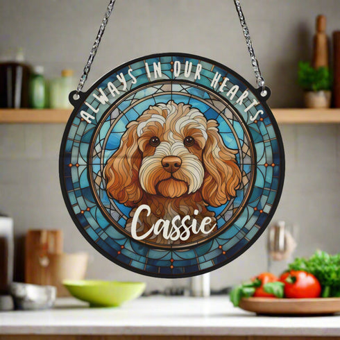 Cockapoo Golden Memorial Stained Glass Effect Suncatcher